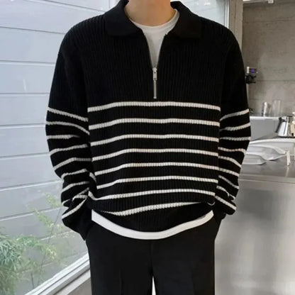 Men’s striped quarter-zip pullover – men