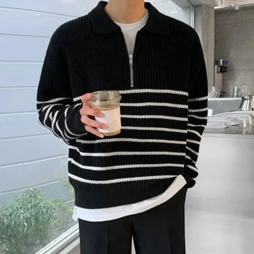 Men’s striped quarter-zip pullover – men