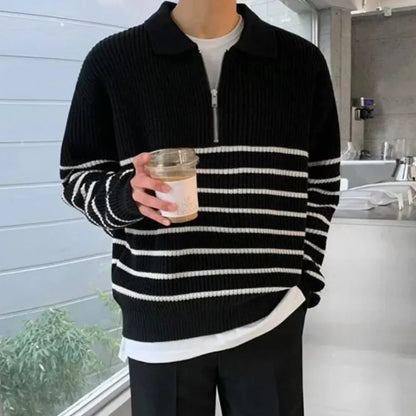 Men’s striped quarter-zip pullover – men