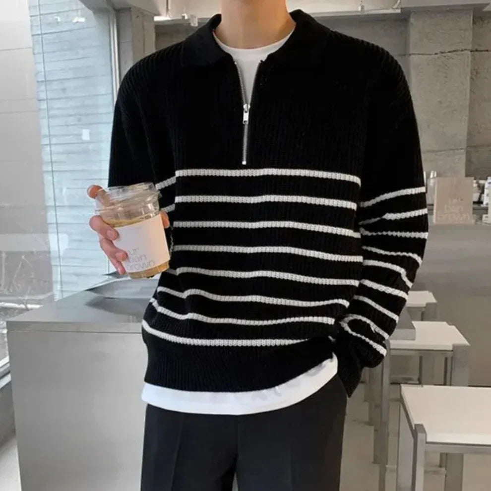 Men’s striped quarter-zip pullover – men