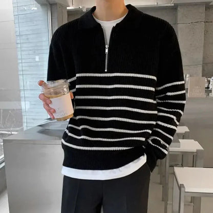 Men’s striped quarter-zip pullover – men