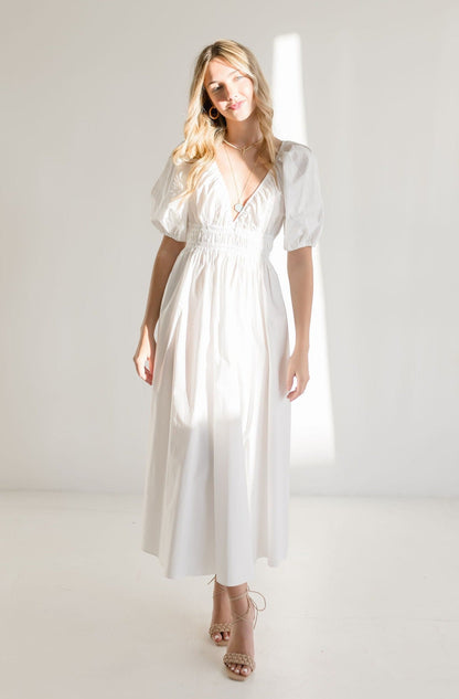 Lou Short Sleeve Maxi Dress White