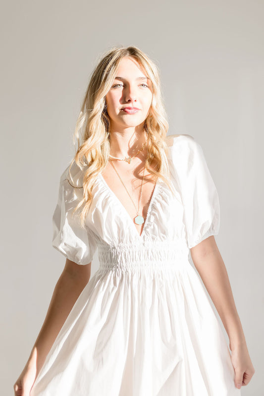 Lou Short Sleeve Maxi Dress White