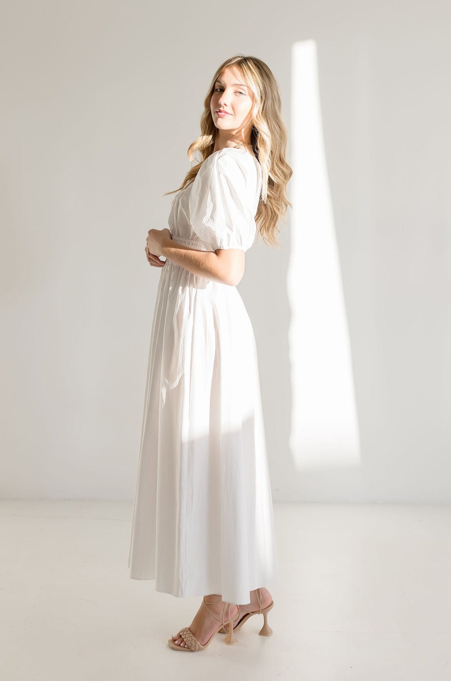 Lou Short Sleeve Maxi Dress White