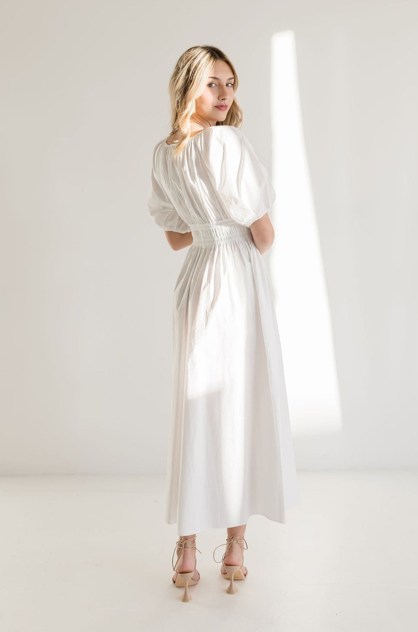 Lou Short Sleeve Maxi Dress White