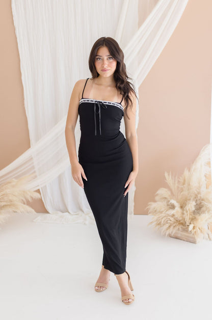 Maribel Sleeveless Cross Back Maxi Dress Black