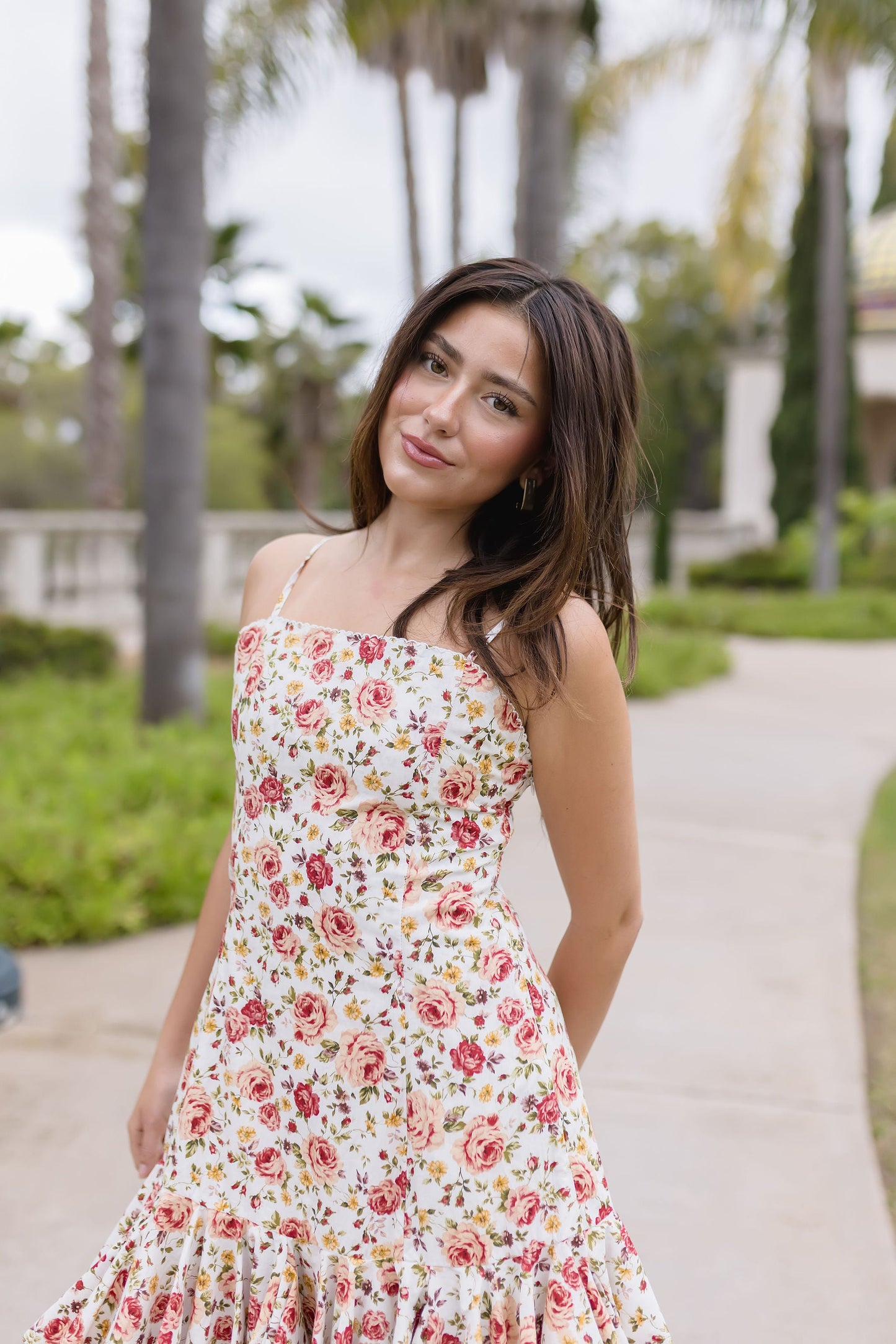 Teanna Sleeveless Floral Print Ruffle Mini Dress Red