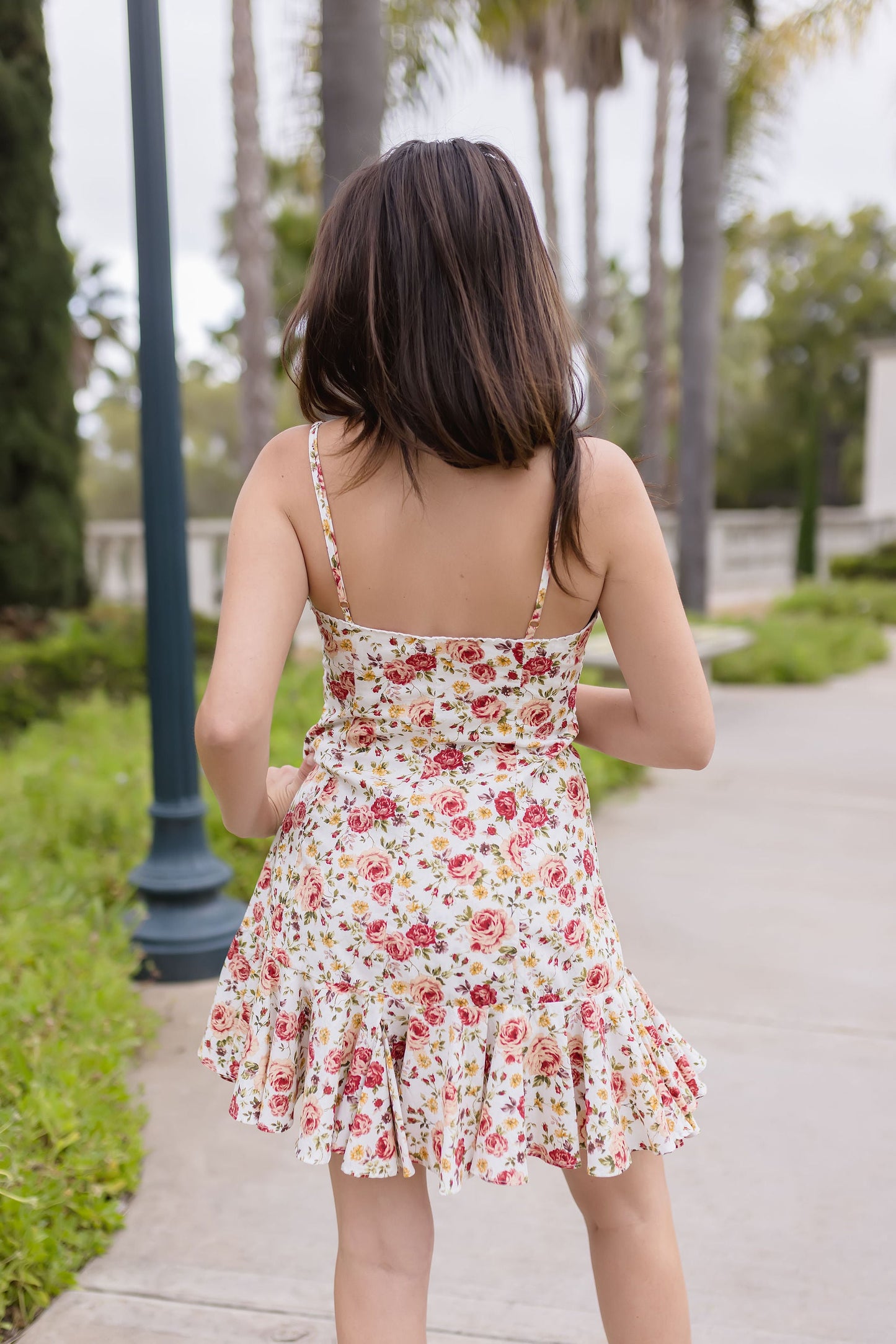 Teanna Sleeveless Floral Print Ruffle Mini Dress Red