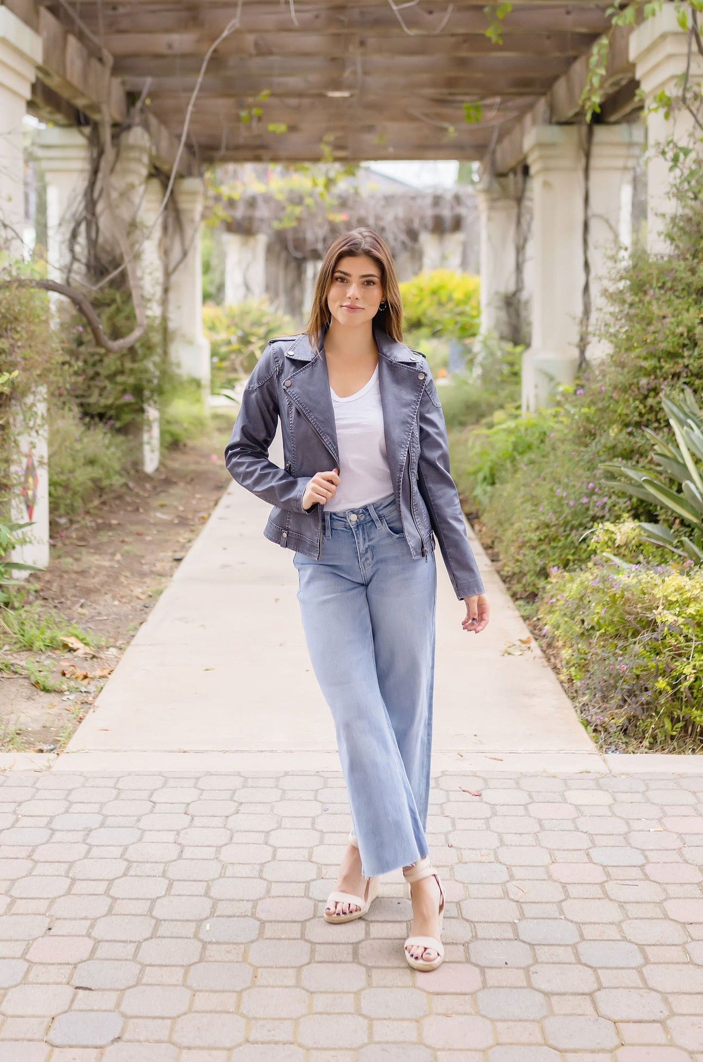 Victoria Vegan Leather Jacket Blue