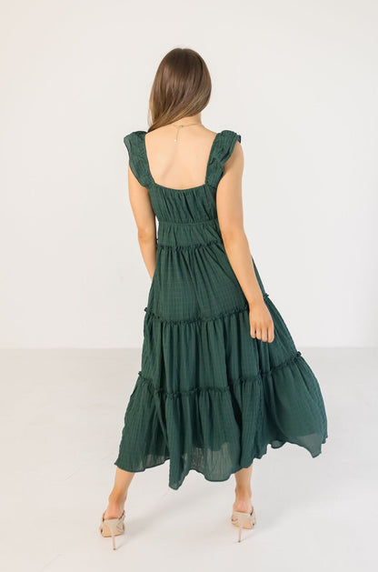 Shaina Sleeveless Ruffle Maxi Dress Green