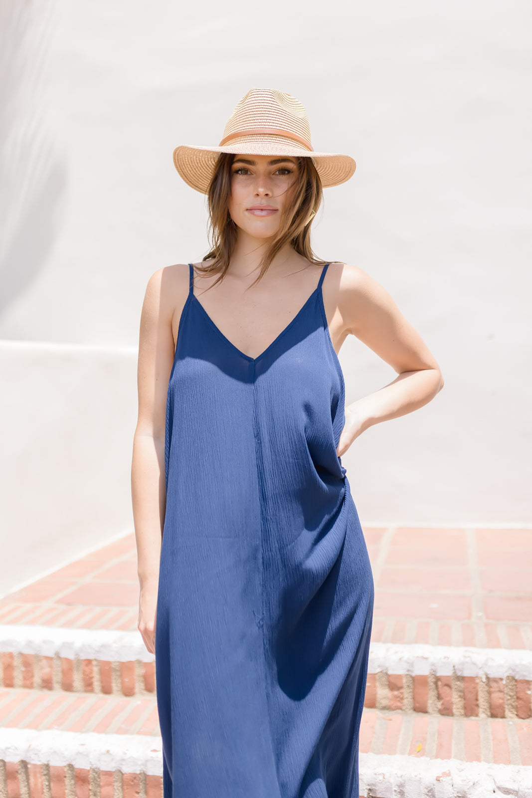 Ryker Sleeveless Gauze Maxi Dress Navy