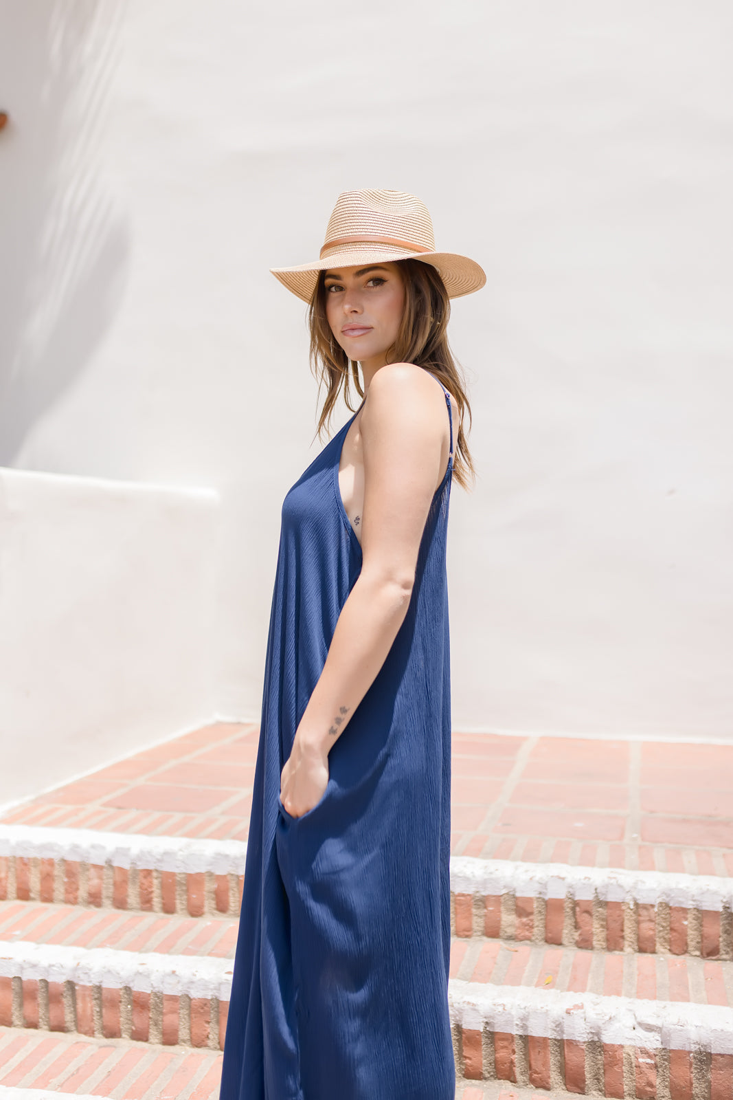 Ryker Sleeveless Gauze Maxi Dress Navy