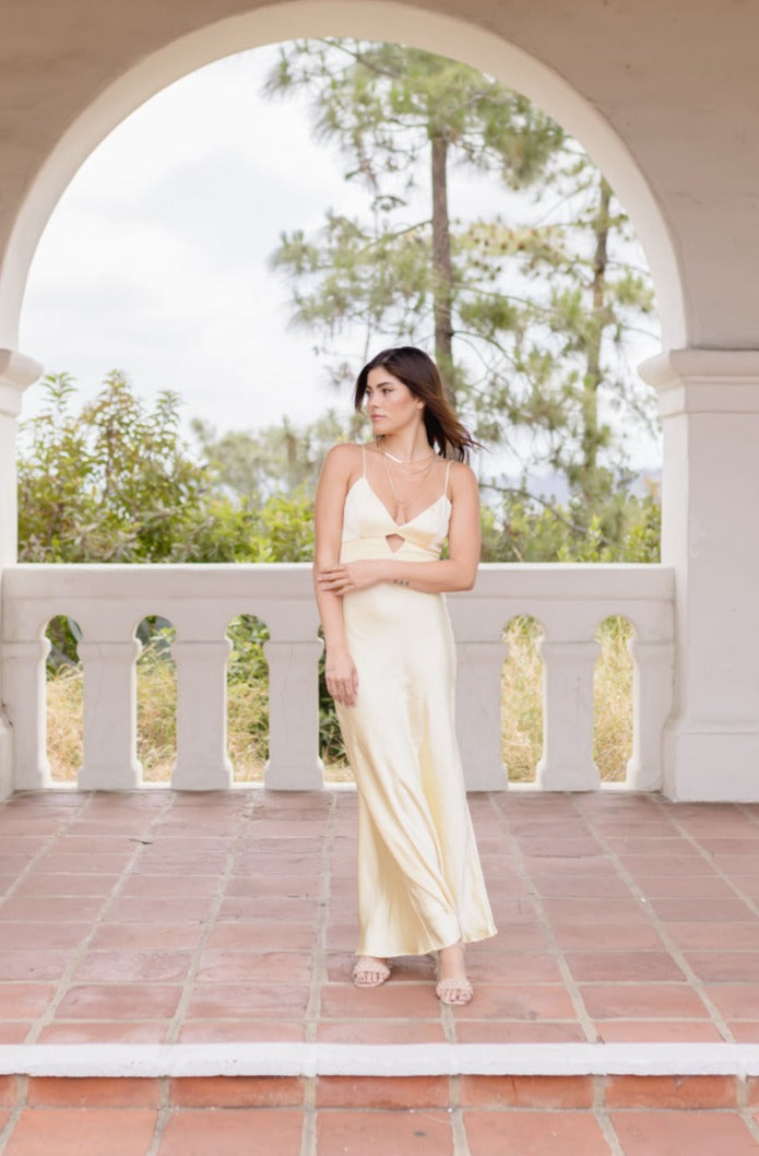 Waitlist 7/1 ♥ Serenity Sleeveless Cut Out Maxi Dress Yellow