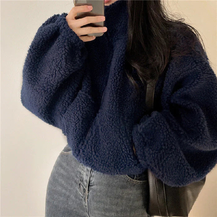 Warm high-neck zip jacket – women