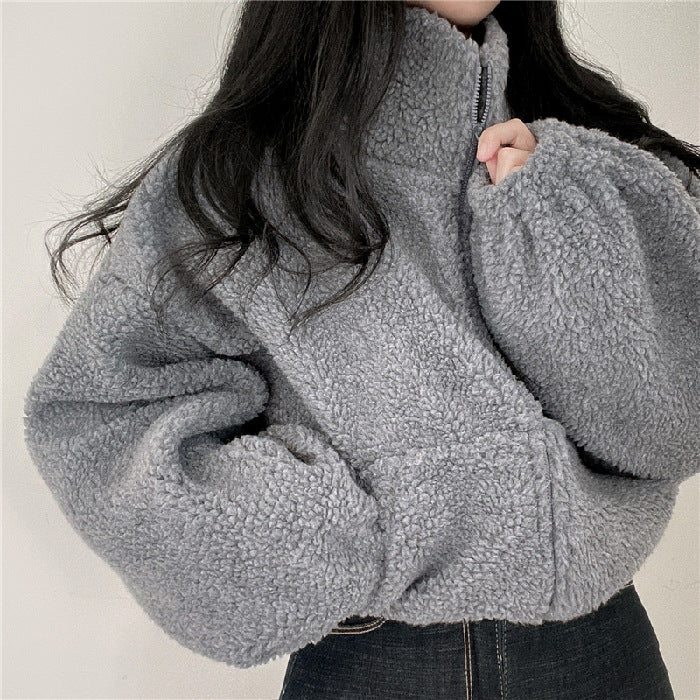 Warm high-neck zip jacket – women