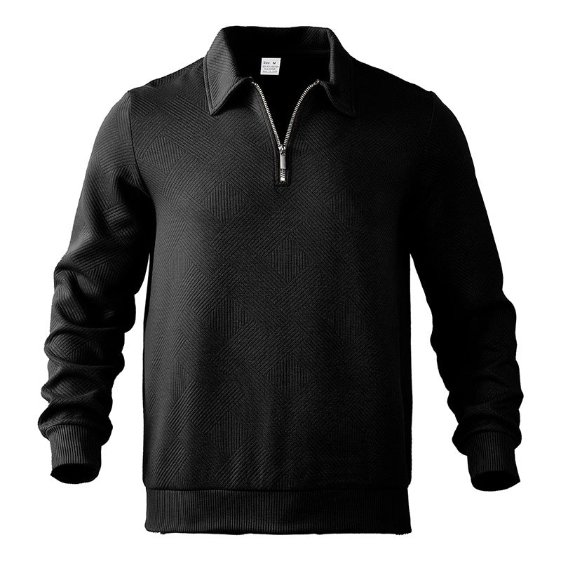 Polo sweater with zip for men