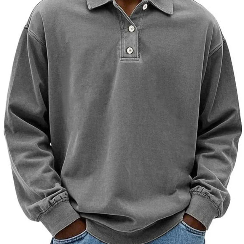 Lukas – polo shirt with long sleeves and ribbed cuffs