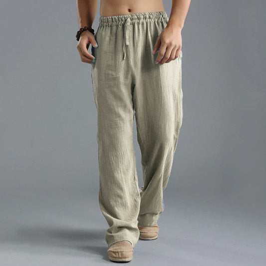 Straight elastic waist pants – men