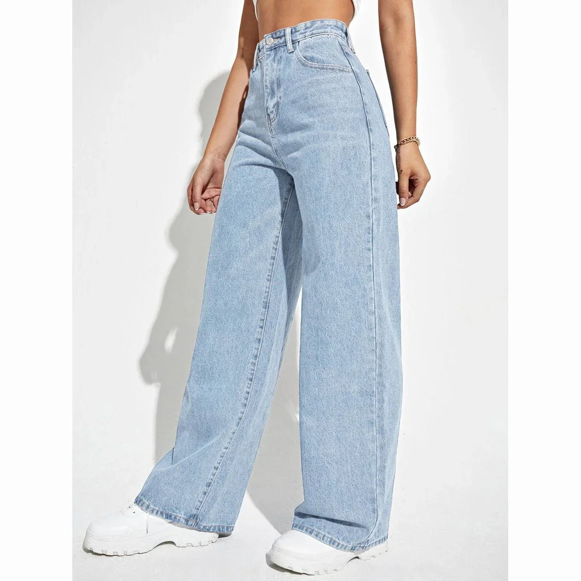 Wide women's jeans with a high waist