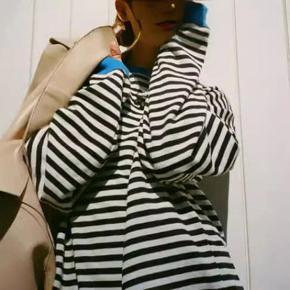 Oversized striped sweatshirt for women