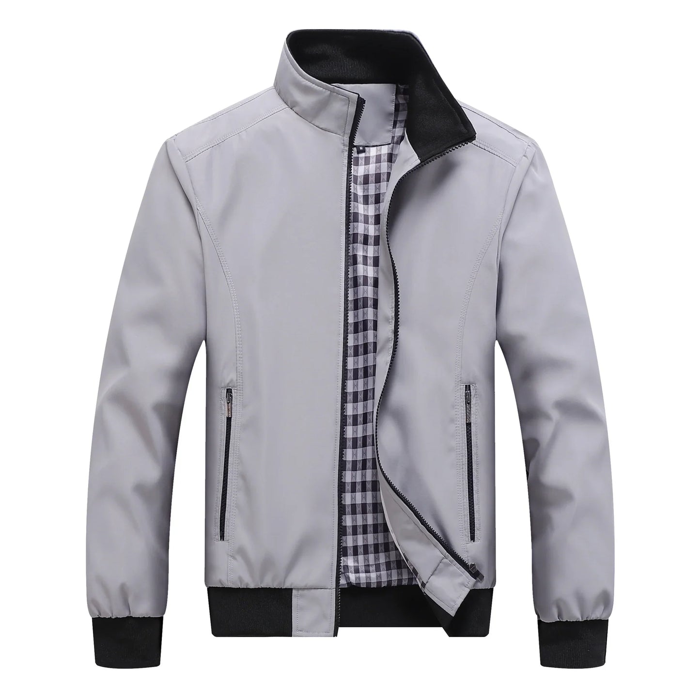 Light transitional jacket with stand collar – men