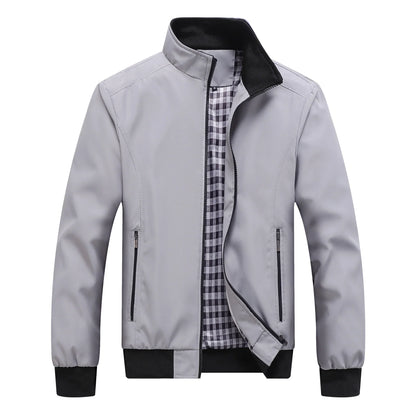 Light transitional jacket with stand collar – men
