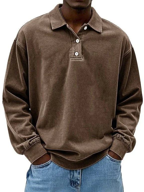 Lukas – polo shirt with long sleeves and ribbed cuffs