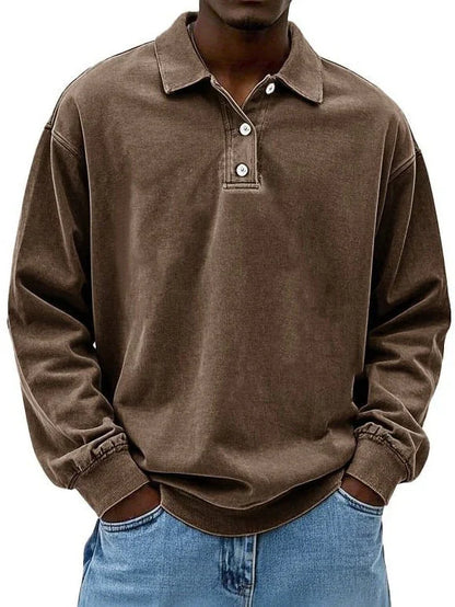 Lukas – polo shirt with long sleeves and ribbed cuffs