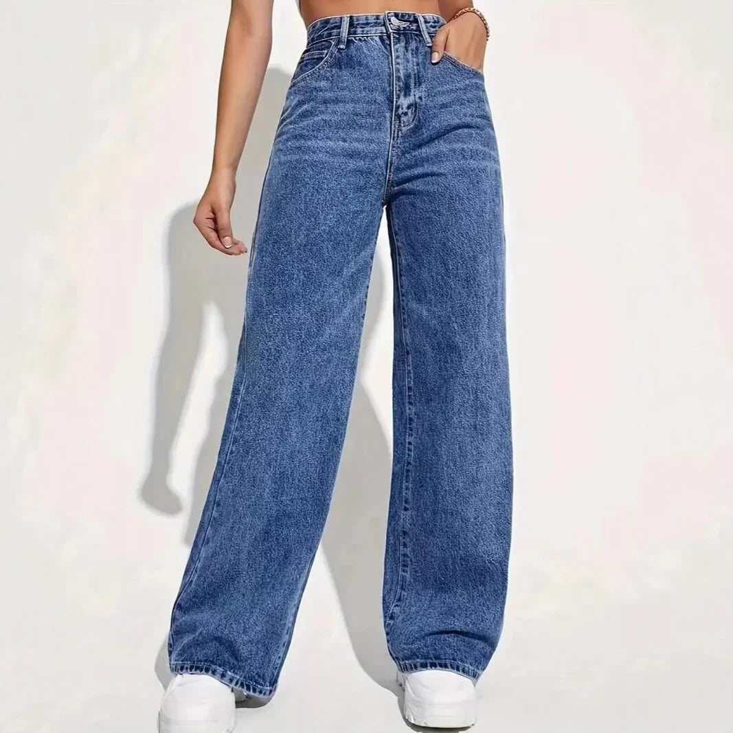 Wide women's jeans with a high waist