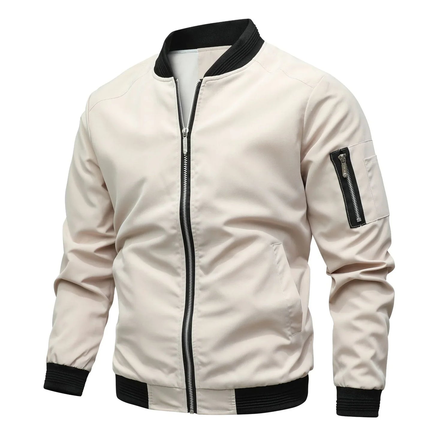 Men's bomber jacket with high collar and zipper