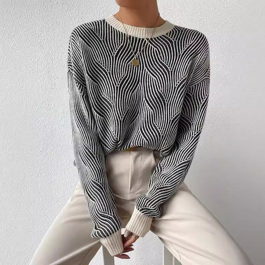 Modern abstract knit sweater – women