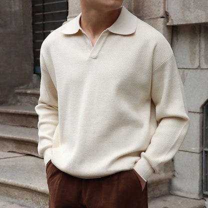 Men's structured polo knit sweater – men
