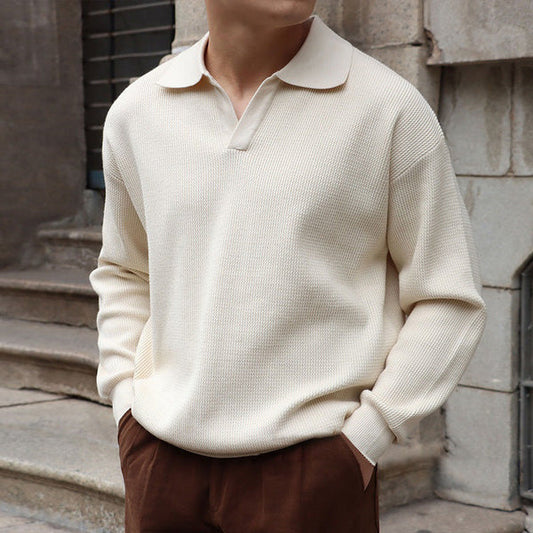 Men's structured polo knit sweater – men