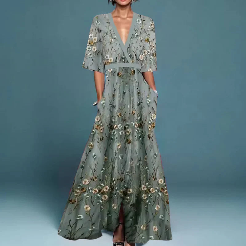 Pauline elegant long-sleeve maxi dress – women