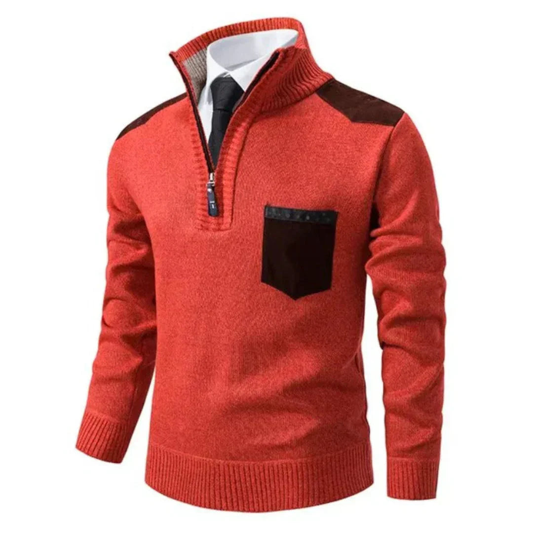 Casual long-sleeved sweater with half zipper for men – relaxed knit look