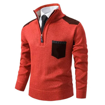 Casual long-sleeved sweater with half zipper for men – relaxed knit look