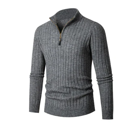 Casual men's sweater with half zipper – modern knit