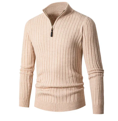 Casual men's sweater with half zipper – modern knit