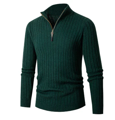 Casual men's sweater with half zipper – modern knit