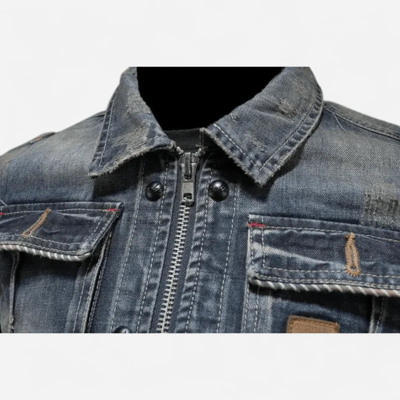 Men's vintage denim jacket, classic, casual, elegant
