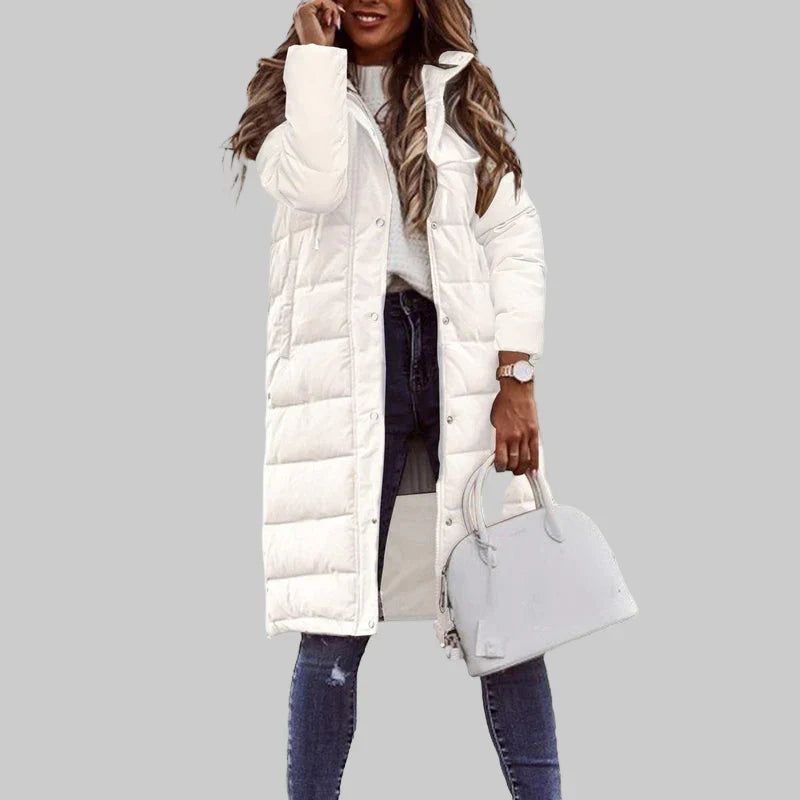 Women’s quilted long hooded winter jacket – women