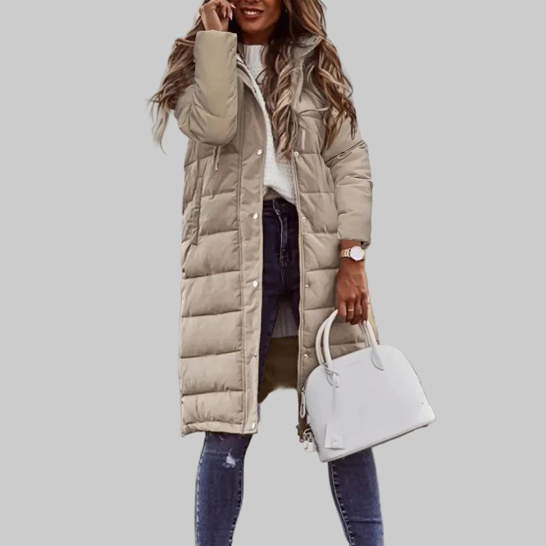 Women’s quilted long hooded winter jacket – women
