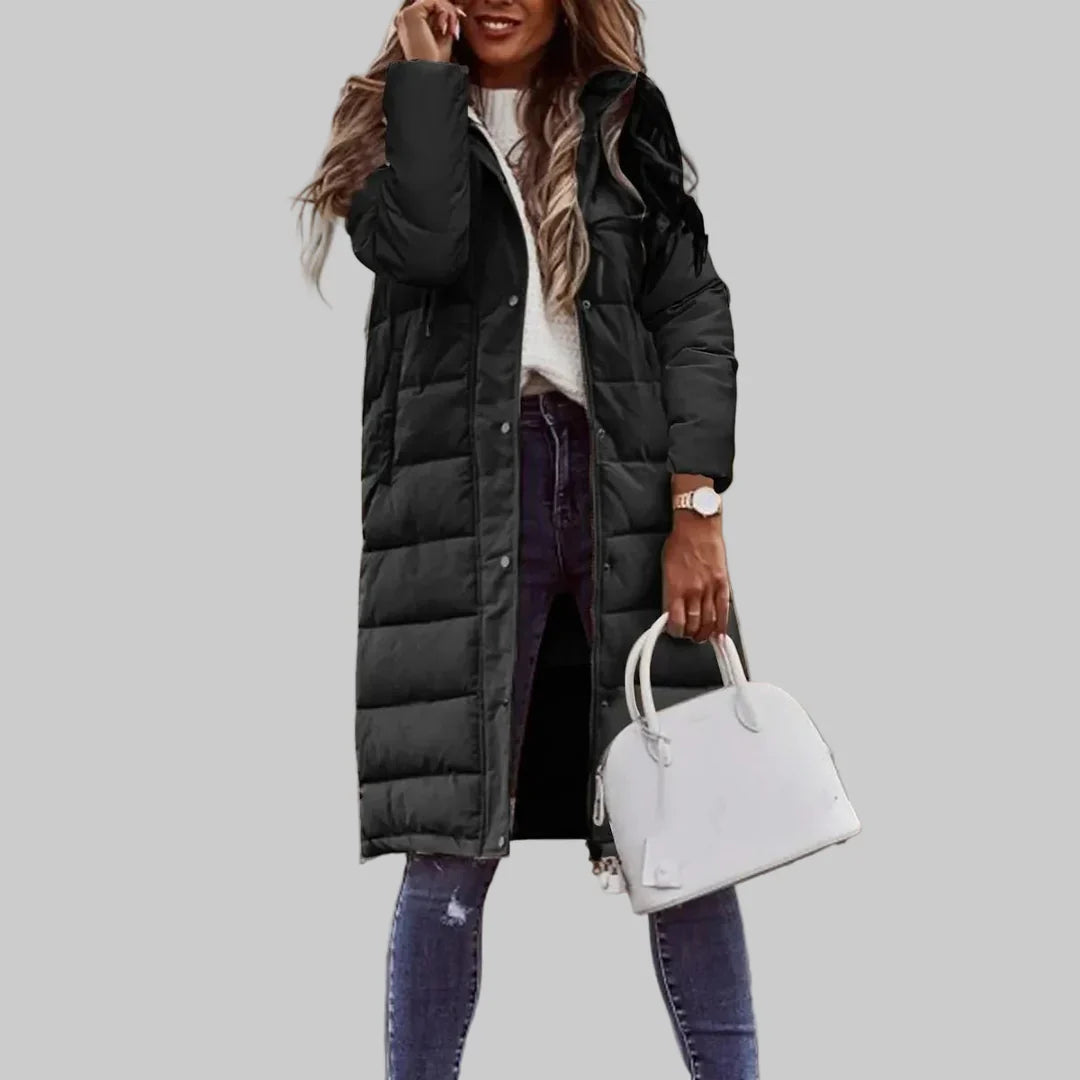 Women’s quilted long hooded winter jacket – women