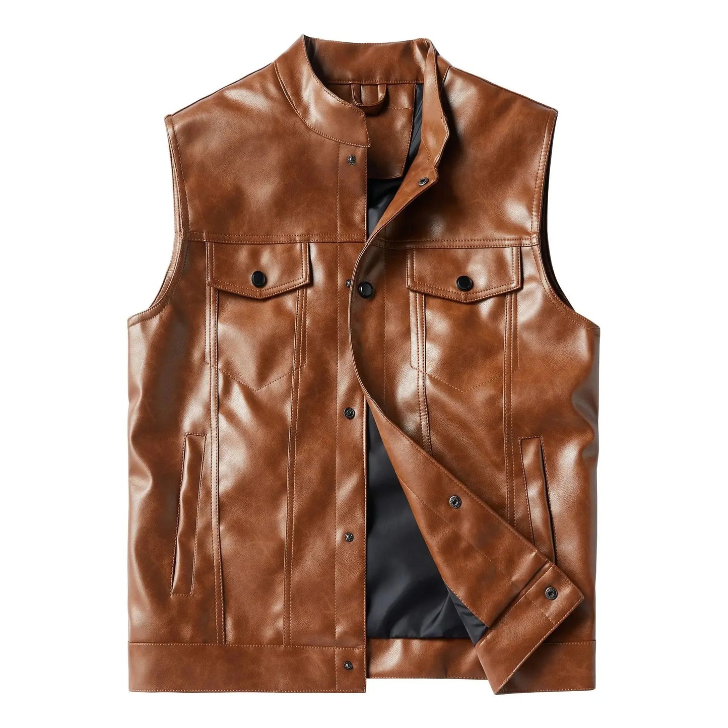 The Eryx Faux Leather Multiple Pocket Biker Vest