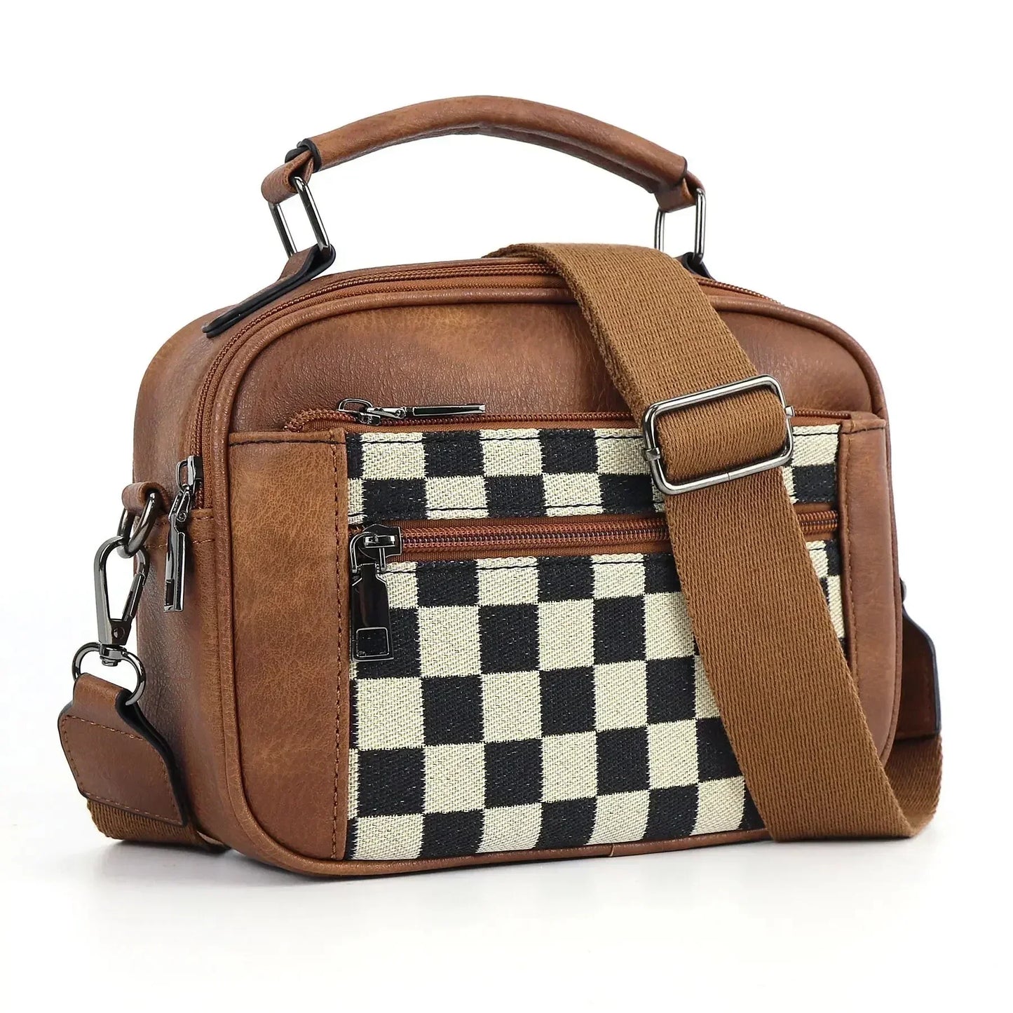 Monaco crossbody bag with check pattern