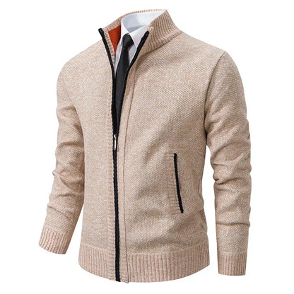 Otto knitted cardigan with zipper – modern stand-up collar look
