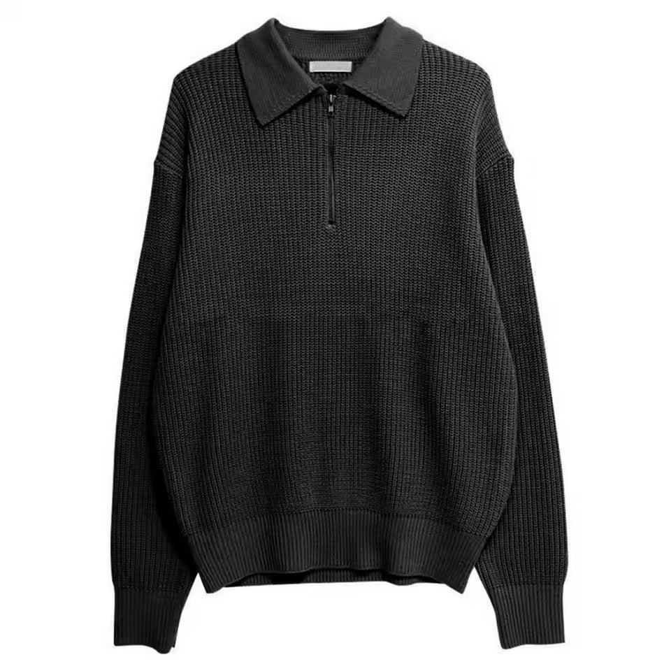 Men's ribbed zip-up sweater with collar – men