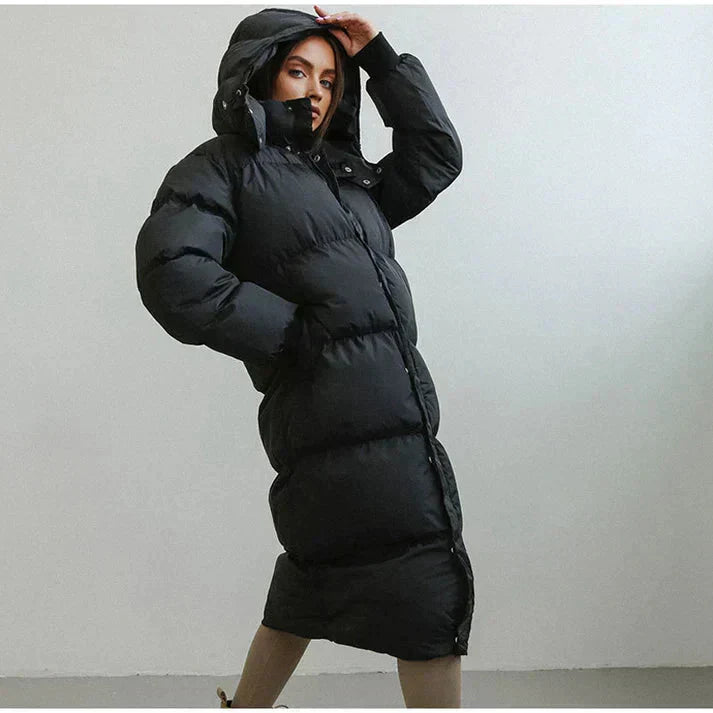 Women's long puffer jacket, extra warm and cozy