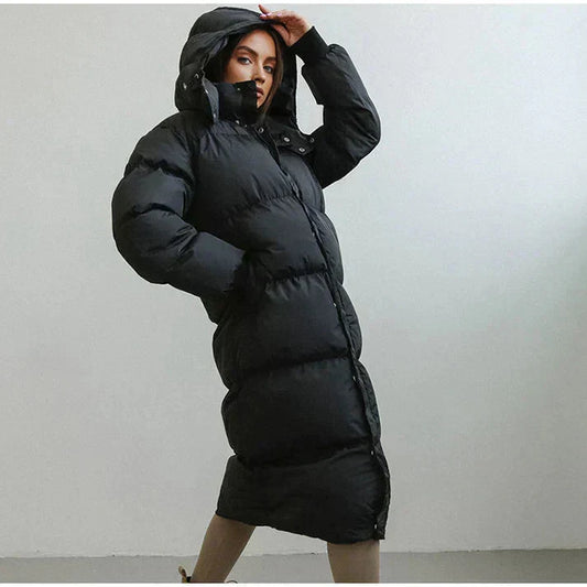 Women's long puffer jacket, extra warm and cozy