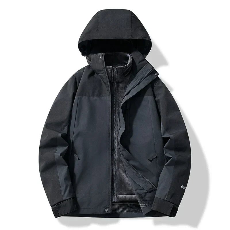 Outdoor ski jacket for men with hood – weatherproof & functional